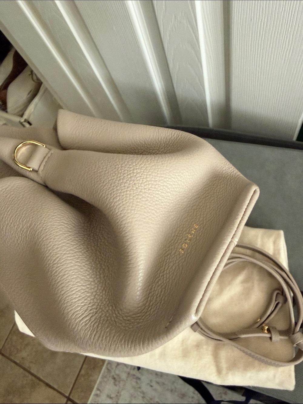 NWT Polene Neuf Mini Taupe Leather Handbag with Detachable Strap - Picture 10 of 12